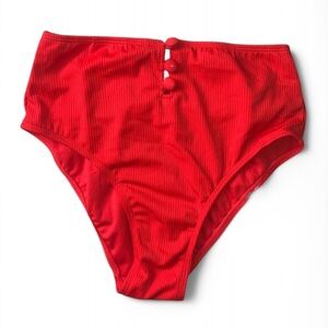 NWOT Xhilaration Red High Rise High Waist Cheeky Bikini Swim Bottom Separate - S